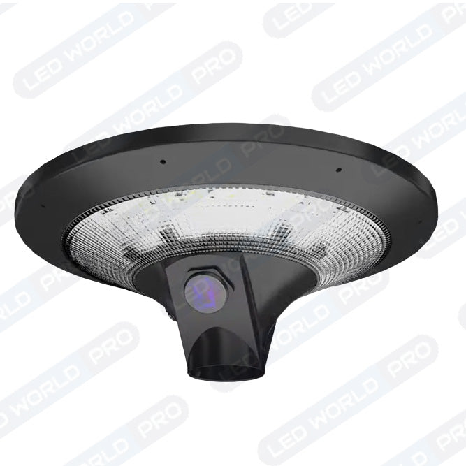 Pack lampadaire solaire complet 3 mètres : Lampe d'extérieur solaire - Série OVNI EVO - 1700 watts - 5100 Lumens - 3000k + Mât STANDARD (V1 EVO ou V4 EVO - Avec trappe)