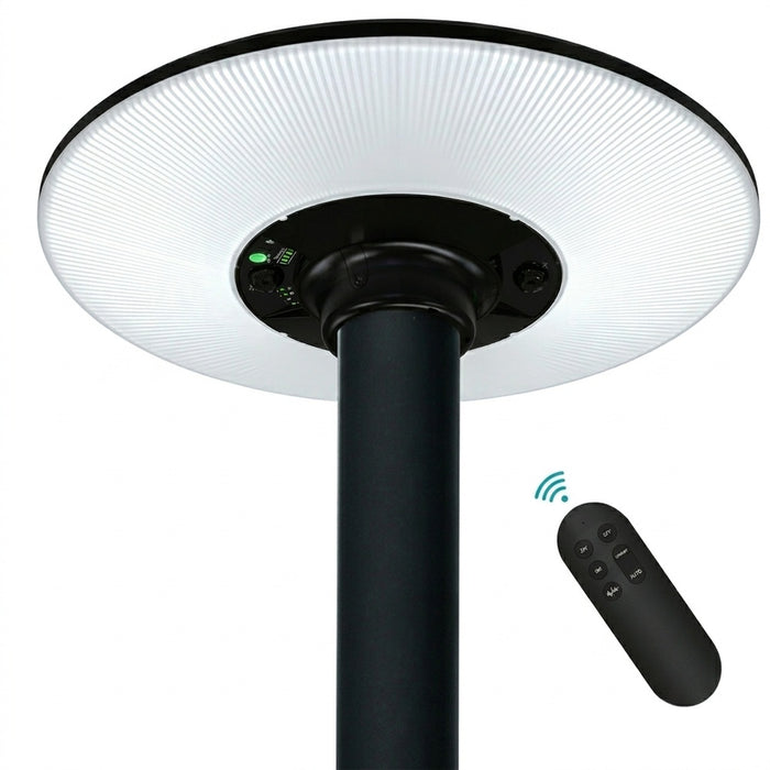 Lampe de jardin et parking solaire - Série OVNI MOBILE - CCT (Couleur Changeante en Température) - 500 Watts - 1800 Lumens - IP65 - Angle 120° - Lampe 45 x 11 cm -  Capteur de mouvement - Capteur crépusculaire - Avec Télécommande - Mât 2,5 mètres inclus