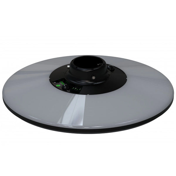 Lampe de jardin et parking solaire - Série OVNI MOBILE - CCT (Couleur Changeante en Température) - 500 Watts - 1800 Lumens - IP65 - Angle 120° - Lampe 45 x 11 cm -  Capteur de mouvement - Capteur crépusculaire - Avec Télécommande - Mât 2,5 mètres inclus