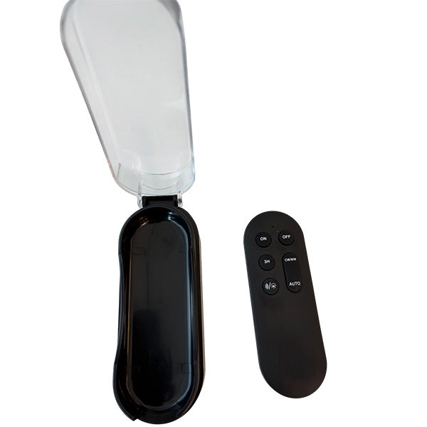 Lampe de jardin et parking solaire - Série OVNI MOBILE - CCT (Couleur Changeante en Température) - 500 Watts - 1800 Lumens - IP65 - Angle 120° - Lampe 45 x 11 cm -  Capteur de mouvement - Capteur crépusculaire - Avec Télécommande - Mât 2,5 mètres inclus