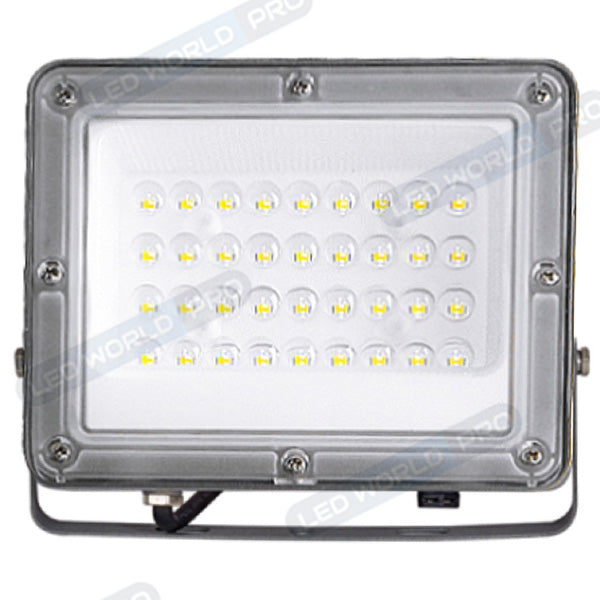 Projecteur LED filaire - Série PERLE V2 - 30 Watts - 3600 Lumens - 120 Lumens/Watt - Angle 90° - IP65 - 6000K - 150 x 123 x 25 mm