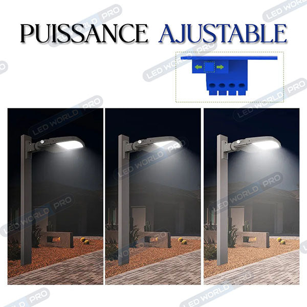 Pack de 10x Lampes de rue filaires - Série ULTIME P2 - CCT - Puissance ajustable 100 / 150 / 200 Watts - 180 Lumens/Watt - 53 x 30 x 6,5 cm - IP66 - Angle 150 x 90° - Tube d'insertion 60mm - Couleur Bronze foncé - Dimmable – Angle rotatif - Garantie 5 ans