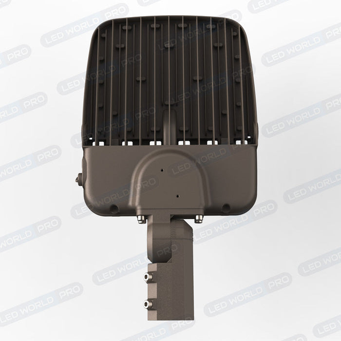 Pack de 10x Lampes de rue filaires - Série ULTIME P2 - CCT - Puissance ajustable 100 / 150 / 200 Watts - 180 Lumens/Watt - 53 x 30 x 6,5 cm - IP66 - Angle 150 x 90° - Tube d'insertion 60mm - Couleur Bronze foncé - Dimmable – Angle rotatif - Garantie 5 ans