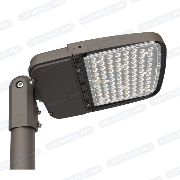 Pack de 10x Lampes de rue filaires - Série ULTIME P2 - CCT - Puissance ajustable 100 / 150 / 200 Watts - 180 Lumens/Watt - 53 x 30 x 6,5 cm - IP66 - Angle 150 x 90° - Tube d'insertion 60mm - Couleur Bronze foncé - Dimmable – Angle rotatif - Garantie 5 ans