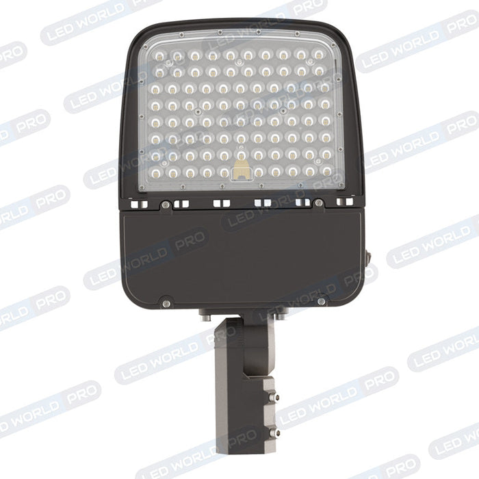 Pack de 10x Lampes de rue filaires - Série ULTIME P2 - CCT - Puissance ajustable 100 / 150 / 200 Watts - 180 Lumens/Watt - 53 x 30 x 6,5 cm - IP66 - Angle 150 x 90° - Tube d'insertion 60mm - Couleur Bronze foncé - Dimmable – Angle rotatif - Garantie 5 ans