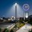 Pack lampadaire filaire complet 4 mètres : Lampe jardin / Parking - Série OVALI  V3 - 50 Watts - 4000K + Mât STANDARD V4 ECO 4 mètres NOIR avec trappe - Entraxe latéral des trous 160mm - Capteur crépusculaire en option
