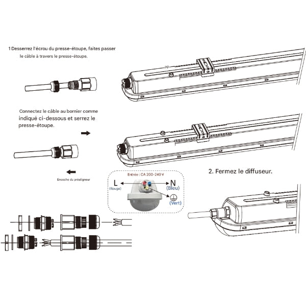 Pack de 9x Réglette LED Étanche - Série PRO200 - Connectables - 25 Watts - 5000 Lumens - 200 Lumens/Watt - 120cm - IP65 - 1200 x 68 x 65 mm - 4000K/5000K/6000K - Garantie 5 ans