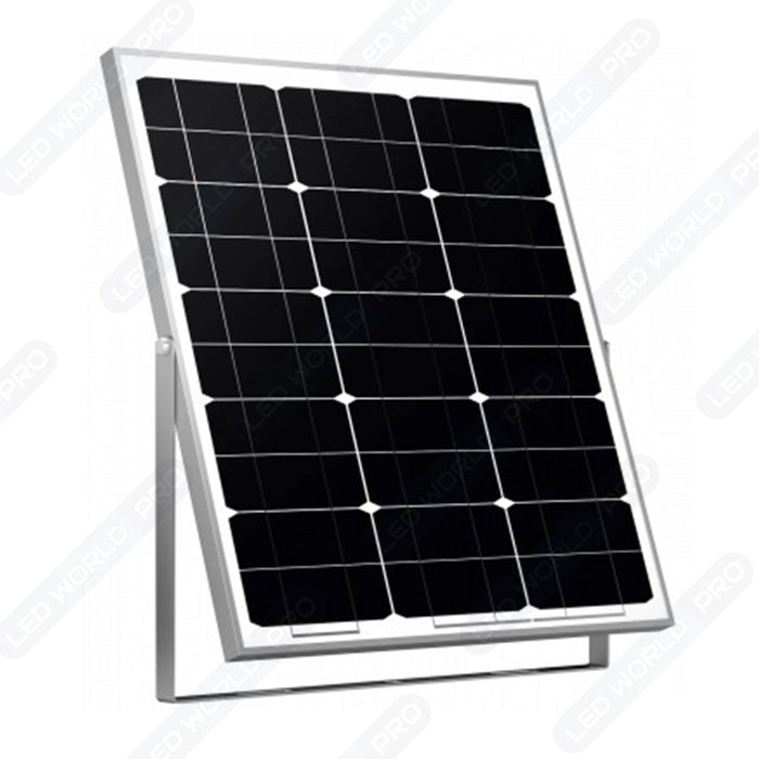 Projecteur LED solaire - Série PERFORMANCE V2 - 60 Watts - 800 Lumens - Angle 90° - IP65 - Lampe 17 x 13 x 4 cm - Panneau MONOCRISTALLIN 21 x 20 x 2 cm - Avec télécommande - Capteur crépusculaire - 6000k
