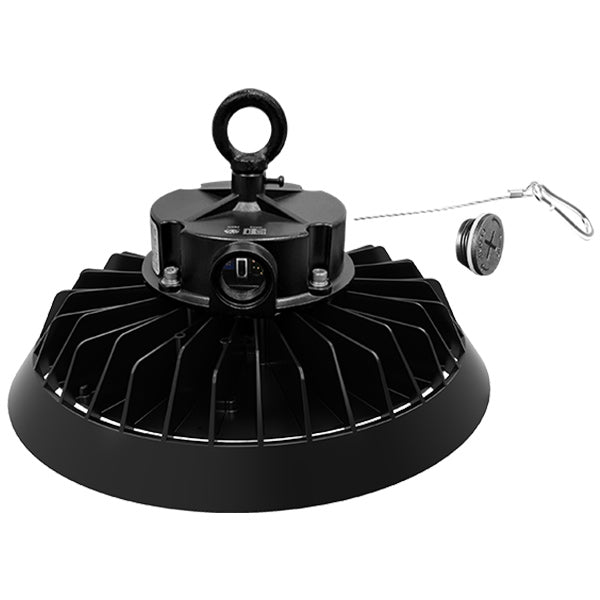 Lampe industrielle UFO - Série LIGHT V3 - Puissance ajustable 120 / 160 / 200 Watts - 30 000 Lumens - 150 Lumens/Watt - Angle 120° - IP65 - IK09 - 324 x 136 mm - 3000k/4000k/5000k/6000k au choix - Dimmable 0-10V - Transformateur PHILIPS - Garantie 5 ans