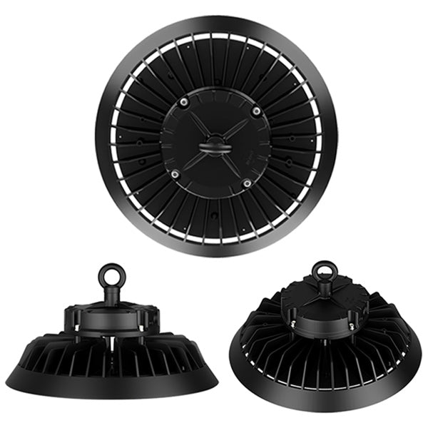 Lampe industrielle UFO - Série LIGHT V3 - Puissance ajustable 120 / 160 / 200 Watts - 30 000 Lumens - 150 Lumens/Watt - Angle 120° - IP65 - IK09 - 324 x 136 mm - 3000k/4000k/5000k/6000k au choix - Dimmable 0-10V - Transformateur PHILIPS - Garantie 5 ans