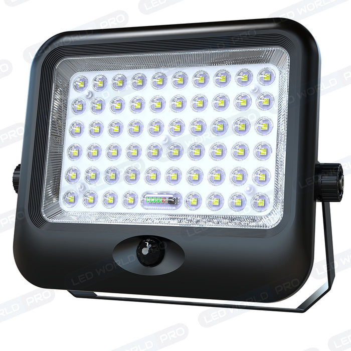 Projecteur LED solaire - Série SECURITY V4 - CCT (3000k/4000k/6000k) - Rendu lumineux 350 Watts - 3200 Lumens - Angle 90° - IP65 - Lampe 28 x 22 x 5 cm - Panneau MONOCRISTALLIN FULL BLACK 35 x 24 x 2 cm - Avec détecteur de mouvement - Avec télécommande