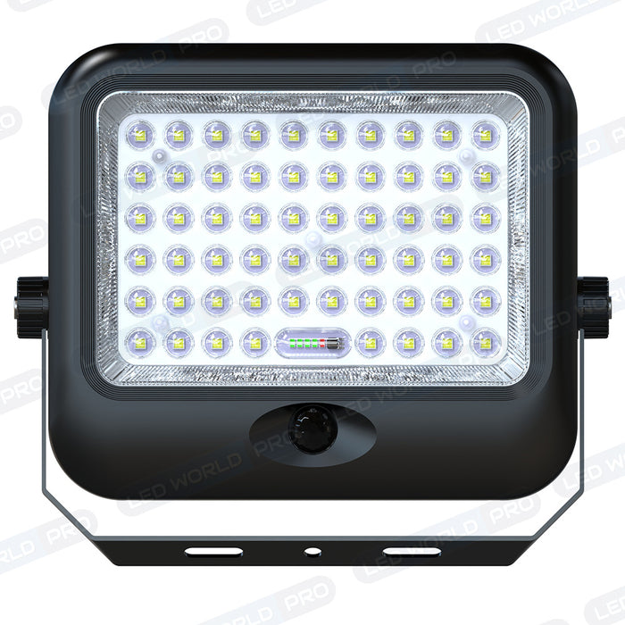 Projecteur LED solaire - Série SECURITY V4 - CCT (3000k/4000k/6000k) - Rendu lumineux 350 Watts - 3200 Lumens - Angle 90° - IP65 - Lampe 28 x 22 x 5 cm - Panneau MONOCRISTALLIN FULL BLACK 35 x 24 x 2 cm - Avec détecteur de mouvement - Avec télécommande