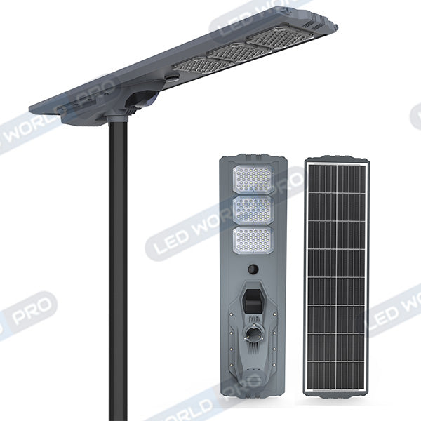 Pack lampadaire complet 4 mètres : Lampe solaire Série STARSHIP ULTRA 8500 - 2000 Watts - 8500 Lumens - 3000K + Mât STANDARD 4 mètres au choix (Série STANDARD V1 EVO ou Série STANDARD V4 EVO - Avec trappe)