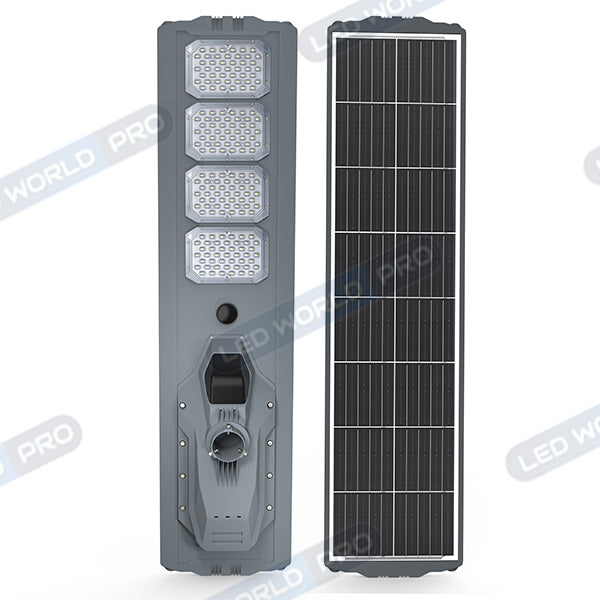 Pack lampadaire complet 6 mètres : Lampe solaire Série STARSHIP ULTRA 12000 - 2200 Watts - 12 000 Lumens - 6000K + Mât STANDARD 6 mètres au choix (Série STANDARD V1 EVO ou Série STANDARD V4 EVO - Avec trappe)