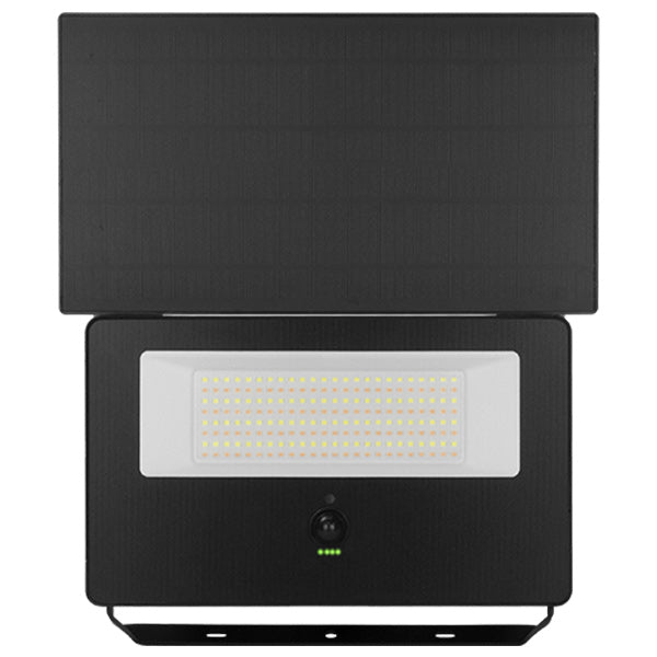 Projecteur LED solaire détecteur - Série SOFT V3 - 5000 Lumens - CCT (Couleur Changeante en Température) - IP65 - 33 x 23 x 6 cm  - Panneau solaire 32 x 18 cm - Avec détecteur de mouvement - Capteur crépusculaire - Télécommande - 3 Modes