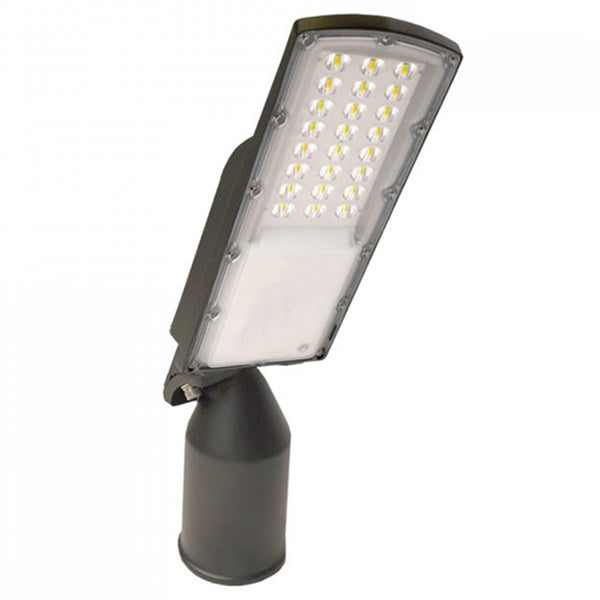 Lampe de rue filaire - Série STAR200 - 15 Watts - 3000 Lumens - 200 Lumens/Watt - Angle 146° x 98° - IP66 - 5200K - 44 x 11 x 8 cm - Tube d'insertion 60mm - Lentilles en PMMA - Support ajustable - Structure en ALUMINIUM - Garantie 5 ans
