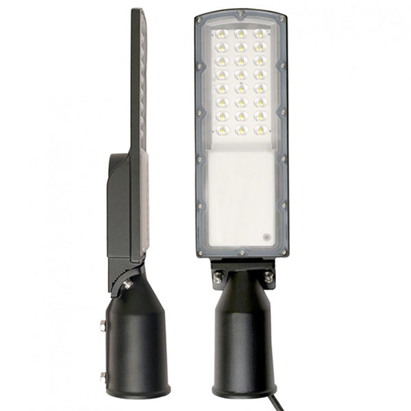Lampe de rue filaire - Série STAR200 - 15 Watts - 3000 Lumens - 200 Lumens/Watt - Angle 146° x 98° - IP66 - 5200K - 44 x 11 x 8 cm - Tube d'insertion 60mm - Lentilles en PMMA - Support ajustable - Structure en ALUMINIUM - Garantie 5 ans