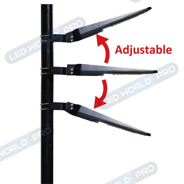 Pack de 4x Lampes de rue et parking Solaires - Série STREET EVO V2 – Rendu lumineux 600 Watts - 6000 Lumens - CCT 3000k/4000k/6000k Ajustable - IP65 - 140x70° - 71 x 29 x 7 cm - Tube d'insertion 50-60mm - Télécommande - Détecteur de mouvement