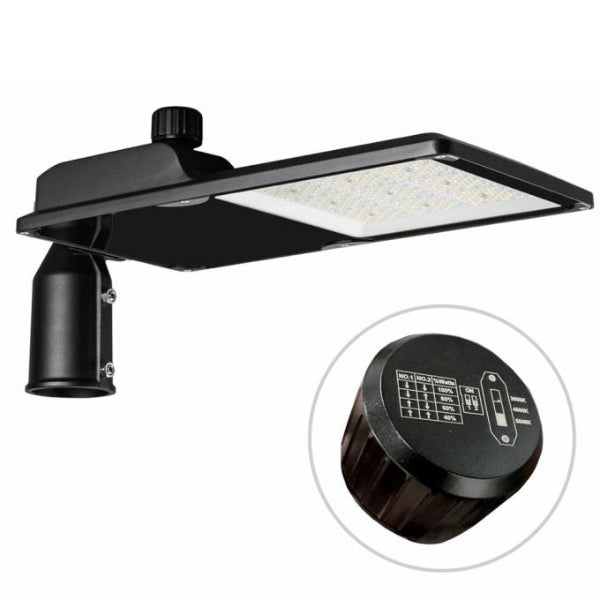 Lampe de rue filaire - Série STARPRO - Puissance ajustable - 8 500 Lumens - 170 Lumens/Watt - Angle 150 x 90° - IP66 - 45 x 15 x 8cm - Tube d'insertion 60mm - Couleur ajustable - Garantie 5 ans