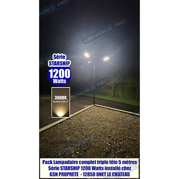 Pack de 2x Lampes de rue solaire - Série STARSHIP - Rendu lumineux 1200 Watts - 3600 Lumens - Couleur 6000K - Angle 150x70° - IP65 - Dimensions 82 x 30 x 8 cm - Tube d'insertion 45mm - Avec détecteur de mouvement - Télécommande - 3 modes de fonctionnement