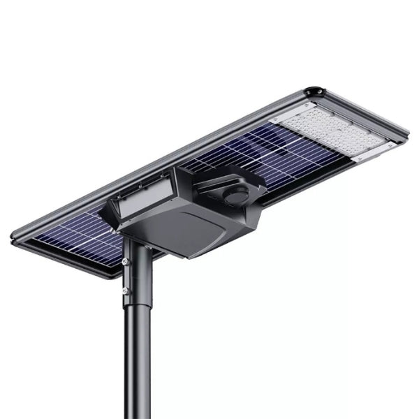Lampe de rue solaire - Série STARSHIP ELITE - 4800 Lumens - Angle 150x70° - IP65 - 102 x 45 x 9 cm - 3000k/4000k/6000k au choix - Structure ALUMINIUM - Tube d'insertion 76mm - Régulateur MPPT - Détecteur de mouvement - Télécommande - Garantie 3 ans
