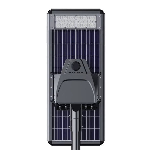 Lampe de rue solaire - Série STARSHIP ELITE - 4800 Lumens - Angle 150x70° - IP65 - 102 x 45 x 9 cm - 3000k/4000k/6000k au choix - Structure ALUMINIUM - Tube d'insertion 76mm - Régulateur MPPT - Détecteur de mouvement - Télécommande - Garantie 3 ans