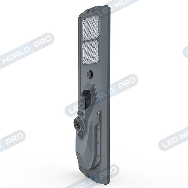 Pack lampadaire complet 4 mètres : Lampe solaire Série STARSHIP ULTRA 6500 - 1800 Watts - 6500 Lumens - 6000K + Mât STANDARD 4 mètres au choix (Série STANDARD V1 EVO ou Série STANDARD V4 EVO - Avec trappe)