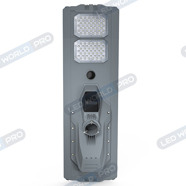 Pack lampadaire complet 5 mètres : Lampe solaire Série STARSHIP ULTRA 6500 - 1800 Watts - 6500 Lumens - 6000K + Mât STANDARD 5 mètres au choix (Série STANDARD V1 EVO ou Série STANDARD V4 EVO - Avec trappe)