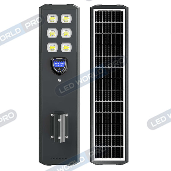 Pack lampadaire complet 3 mètres : Lampe solaire Série STARSHIP ULTRA BLACK 2000 Watts - 5000 Lumens - 6000K + Mât STANDARD 3 mètres au choix ( V1 EVO ou V4 ECO - Avec trappe) + Adaptateur ajustable 80/60mm