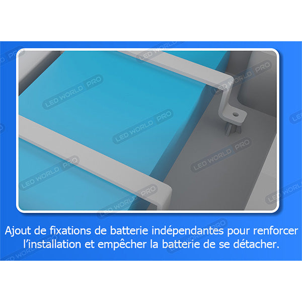 Pack de 2x Lampes de rue solaires - Série STARSHIP ULTRA BLACK - 1600 Watts - 4400 Lumens - 3000k - Angle 140*70° - IP65 - Structure aluminium - Dimensions 98 x 22 x 8 cm - Tube 60mm - Contrôle intelligent - Détecteur de mouvement - Télécommande