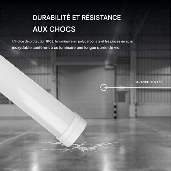 Pack de 9x Réglettes LED Étanches - Série STYNG - 130CM - Connectable - Puissance ajustable - 5200 Lumens - 130 Lumens/Watt - Angle 120° - IP65 - 128 x 9 x 8 cm - CCT Ajustable - Garantie 5 ans