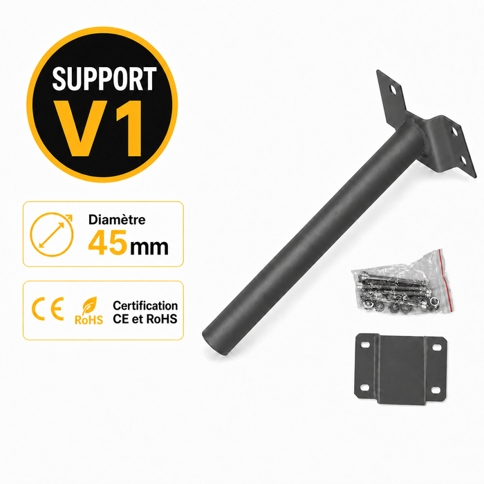 Support mural V1 pour Candélabre / Lampe de rue et parking – Diamètre 45mm - Couleur Gris foncé