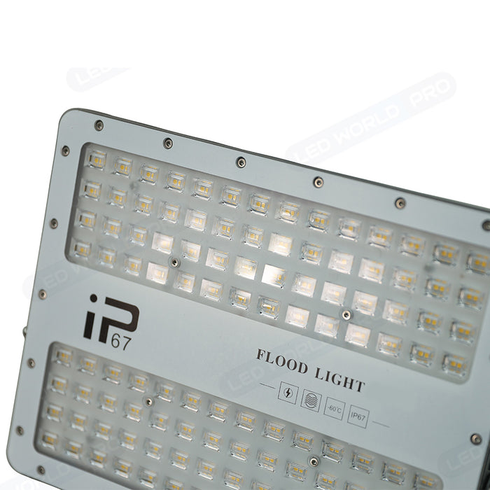 Pack de 2x Projecteurs LED filaires - Série ELITE - 100 Watts - 12 000 Lumens - 120 Lumens / Watt -  Angle 140x70° - IP67 - Protection à l'impact IK08 - 26 x 20 x 4 cm - Couleur 4500k