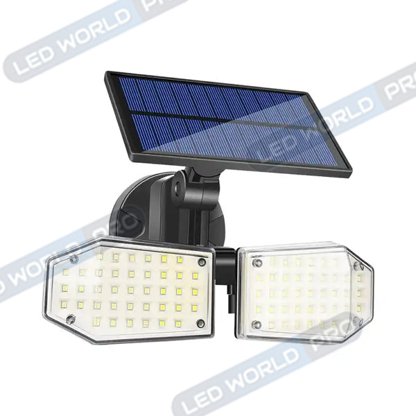 Pack de 10x Projecteurs LED solaires à double tête ajustable - Série OPTIC - Rendu lumineux 2x 80 Watts - Multi angles d'installation - IP65 - 14 x 9 cm - Détecteur de mouvement - 6000k - 3 Modes de fonctionnement