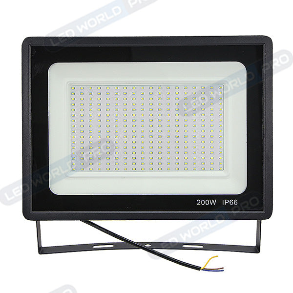 Pack 10x Projecteurs LED filaires - 200 Watts - 20 000 Lumens - 100 Lumens/Watt - Angle 120° - IP66 - 340 x 245 x 35 mm - Modèle Noir - 6000k