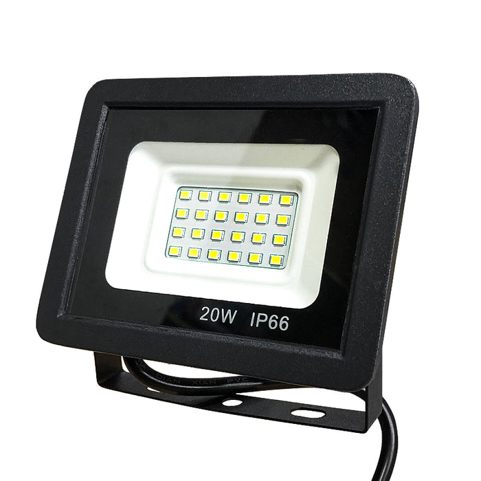 Projecteur LED filaire - Série PAD - 20 Watts - 2000 Lumens - 100 Lumens/Watt - Angle 120° - IP66 - 13 x 8 x 3 cm - Modèle noir - 6000k