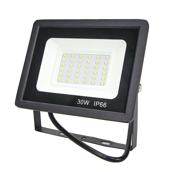 Projecteur LED filaire - Série PAD - 30 Watts - 3000 Lumens - 100 Lumens/Watt - Angle 120° - IP66 - 15 x 10 x 3 cm - Modèle noir - 6000k