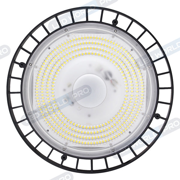 Pack de 4x Lampes industrielles UFO - CCT (Couleur Changeante en Température) - Série SAPHIR V2 - 100 Watts - 16 000 Lumens - 160 Lumens/Watt - Angle 120° - IP65 - IK08 - 30 x 8 cm - Dimmable - Transformateur OSRAM - Flicker Free - Garantie 5 ans