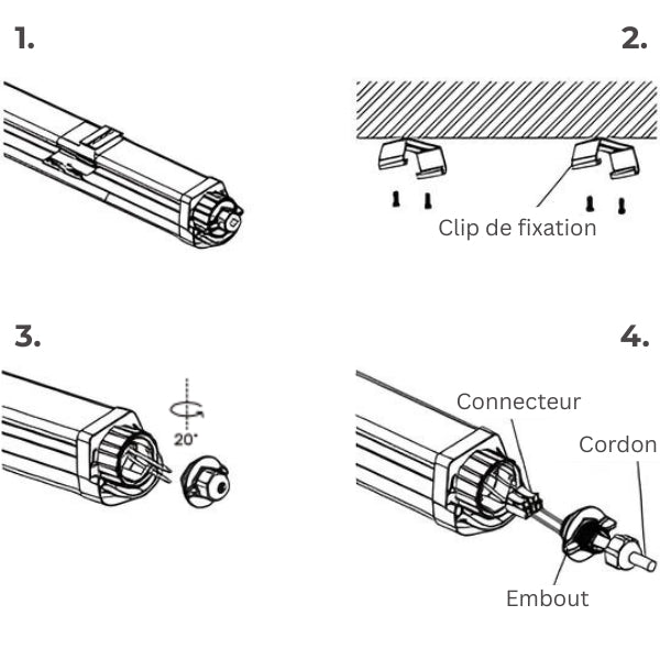 Pack de 16x Réglettes LED étanches - Série TR170 - Ultra Haute Performance - 18 Watts - Connectables -Angle 120° – 3060 Lumens - 170 Lumens/Watt - IP65 - 610 x 66 x 64 mm - 3000K/4000K/6000K - Garantie 5 ans