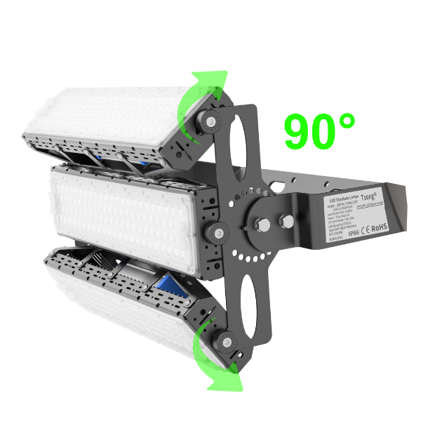 Projecteur de stade filaire - Série EVASION V2 - 750 Watts - 127 500 Lumens - 170 Lumens/Watt - Angle  20° / 40° / 60° / 90° au choix - IP66 - 63 x 44 x 24 cm - Transformateur PHILIPS Xitanium - 5000k - Dimmable 1-10V - Garantie 5 ans