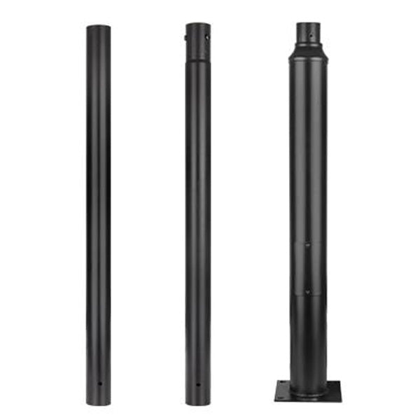 Mât / Poteau pour lampe de rue - Série STANDARD V1 ULTRA - 3 mètres - Avec trappe - Entraxe latéral des trous 160mm - Couleur Noir - Base de fondation