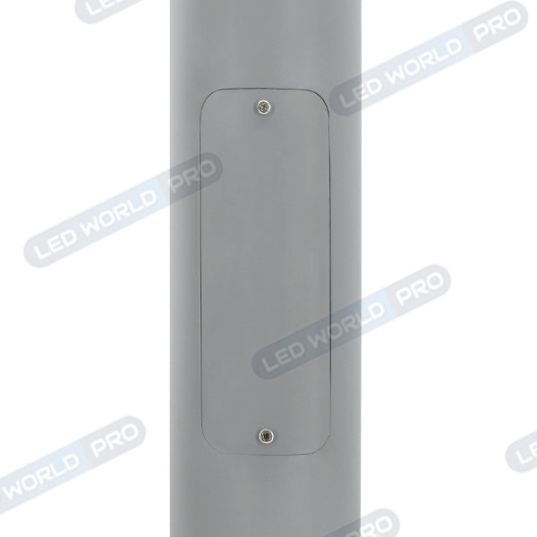 Mât / Poteau pour lampe de rue - Nouveau design - Série STANDARD V4 ECO avec trappe - 3 mètres - Entraxe latéral des trous 160mm - Couleur GRIS - Capuchon en plastique - Base de fondation en option