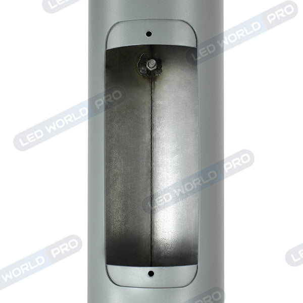 Mât / Poteau pour lampe de rue - Nouveau design - Série STANDARD V4 ECO avec trappe - 3 mètres - Entraxe latéral des trous 160mm - Couleur GRIS - Capuchon en plastique - Base de fondation en option
