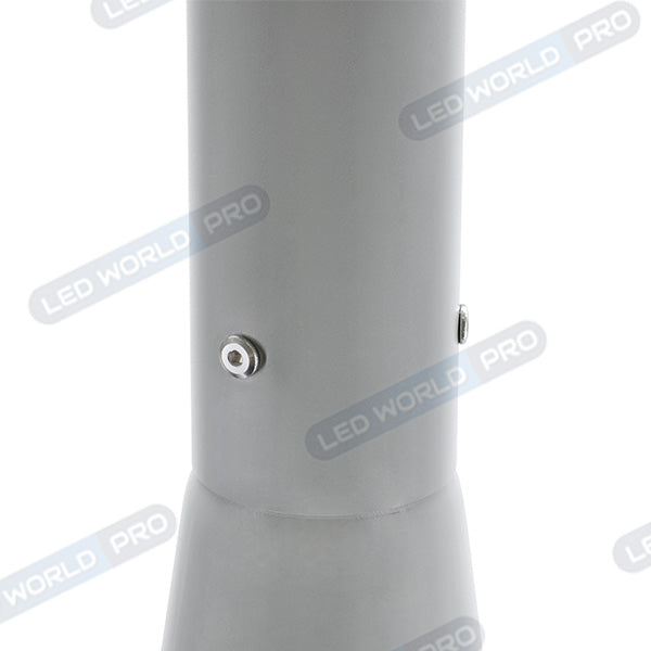 Mât / Poteau pour lampe de rue - Nouveau design - Série STANDARD V4 ECO avec trappe - 3 mètres - Entraxe latéral des trous 160mm - Couleur GRIS - Capuchon en plastique - Base de fondation en option
