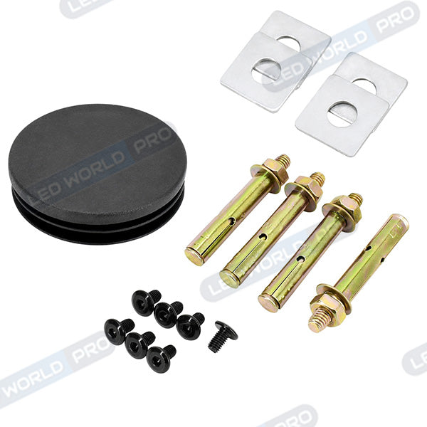 Mât / Poteau pour lampe de rue - Nouveau design - Série STANDARD V4 ECO avec trappe - 4 mètres - Entraxe latéral des trous 160mm - Couleur NOIR - Capuchon en plastique - Base de fondation incluse