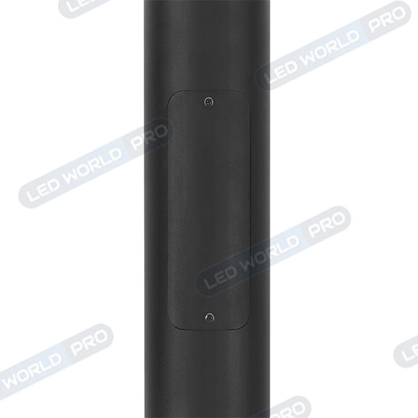 Mât / Poteau pour lampe de rue - Nouveau design - Série STANDARD V4 ECO avec trappe - 4 mètres - Entraxe latéral des trous 160mm - Couleur NOIR - Capuchon en plastique - Base de fondation incluse