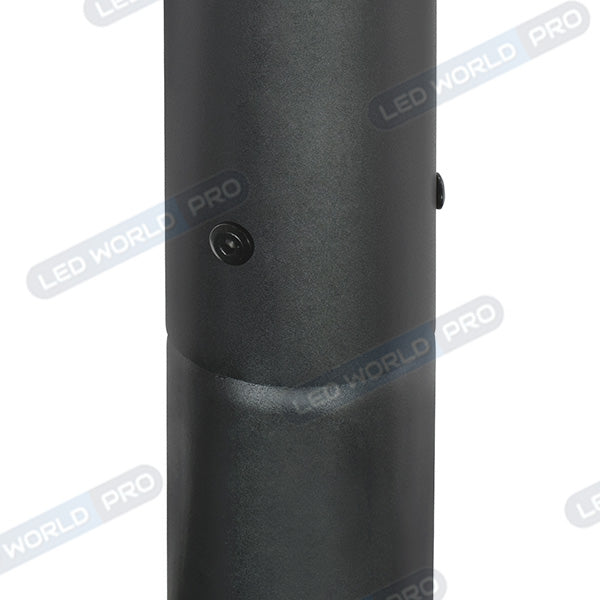 Mât / Poteau pour lampe de rue - Nouveau design - Série STANDARD V4 ECO avec trappe - 4 mètres - Entraxe latéral des trous 160mm - Couleur NOIR - Capuchon en plastique - Base de fondation incluse