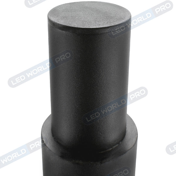 Mât / Poteau pour lampe de rue - Nouveau design - Série STANDARD V4 ECO avec trappe - 4 mètres - Entraxe latéral des trous 160mm - Couleur NOIR - Capuchon en plastique - Base de fondation incluse