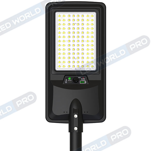 Pack de 8x Lampes de rue LED solaires - Série VIEW V2 EVO - 1200 Watts - 3600 Lumens - 6000k - Angle 140*70° - IP54 - 64 x 26 x 7 cm - Panneau Monocristallin - Batterie 20Ah - Détecteur de mouvement - Télécommande - Tube d'insertion 45mm