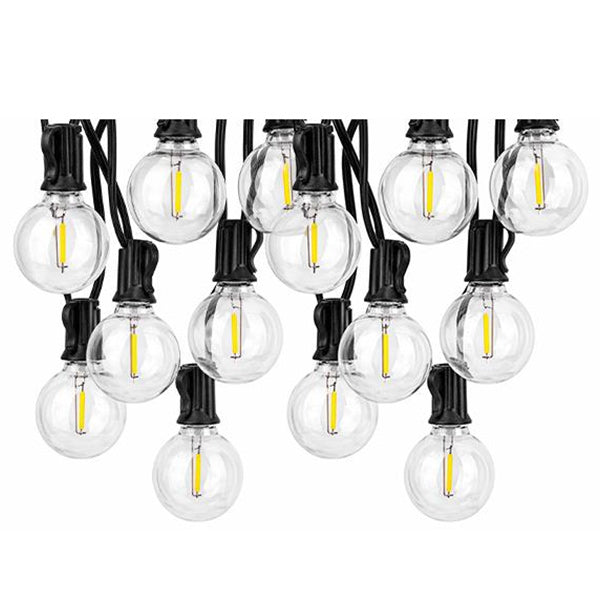 Guirlande lumineuse filaire de 36 ampoules - Série GUINGUETTE - Culot E12 - 25 Watts - 75 Lumens - Angle 360° - IP44 - 22 mètres - Couleur NOIR - Avec télécommande - 2700K